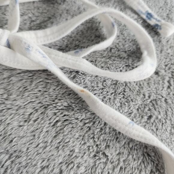 Hollister Top Women M Whit Blue Floral Tie Back Halter Ruched Crop Shelf Bra - Picture 4 of 12